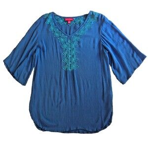 Lily Pulitzer Bluebell Tunic Top Womens Sz S Palm Beach Embroidered Gauze Boho